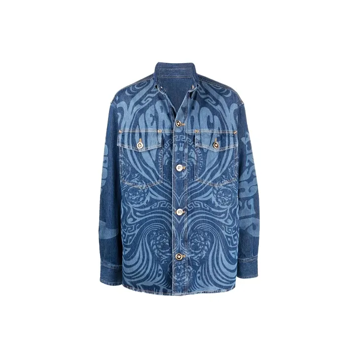 VERSACE Denim Jackets Men Blue-0