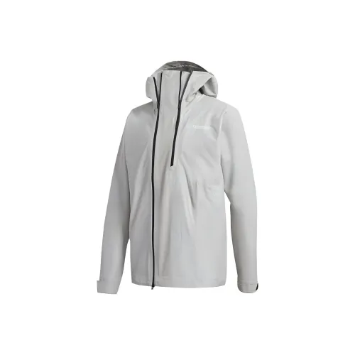 adidas code Terrex Waterproof Primeknit Rain Jackets Coats Men's Light Gray
