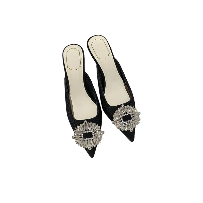TADSW Rubber Sole Abrasion Resistant Closed Toe Slippers Women's Black-2