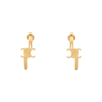 CELINE Triomphe Asymmetric Hoops In Brass With Gold Finish