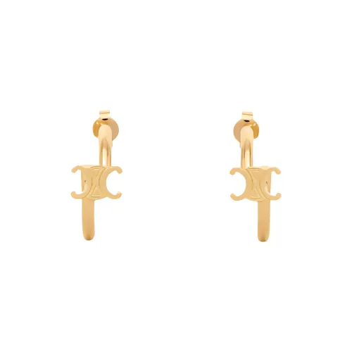 CELINE Triomphe Asymmetric Hoops In Brass With Gold Finish