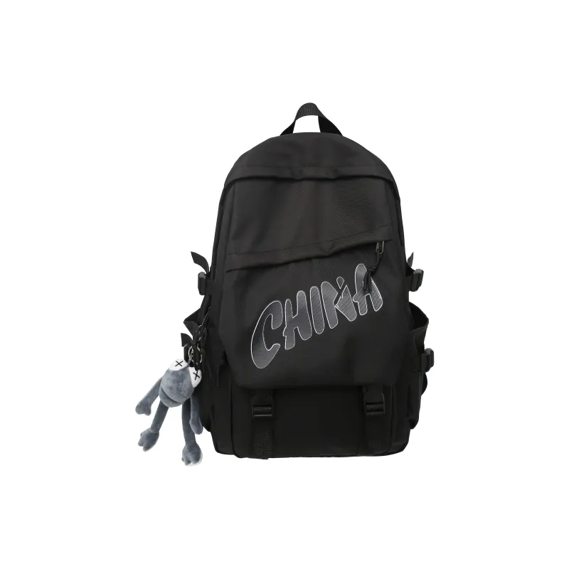 OUZIHUANG Nylon Backpack Unisex Black/Blue/Gray/Red/White-0