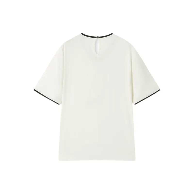 EICHITOO Chiffon Shirt Women's Raw White Splicing 15-1