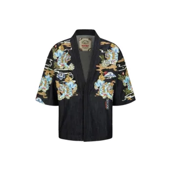 EVISU Komainu All Over Printed Denim Kimono 'Denim Blue'