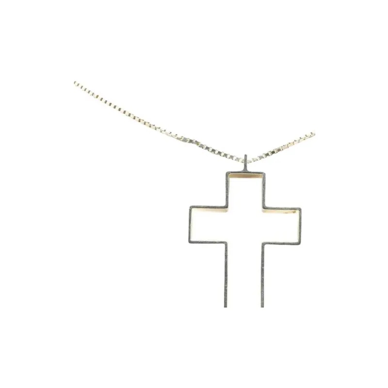 GUCCI 2000 2024 Sterling Silver Open Cross Pendant Necklace-2