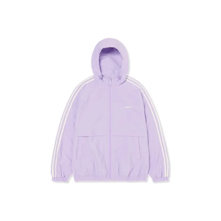 NERDY NY Series Double Stripe Windbreaker Hooded Jacket Light Purple-0