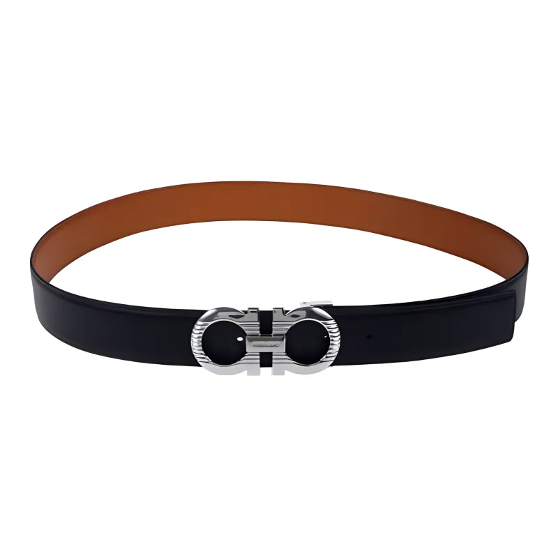 FERRAGAMO Cow Leather Leather Belts Men's Black Width  3.5cm-1