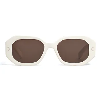 CELINE Acetate Irregular Shape Sunglasses Women's White