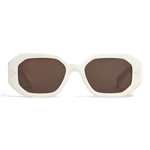 CELINE Acetate Irregular Shape Sunglasses Women's White