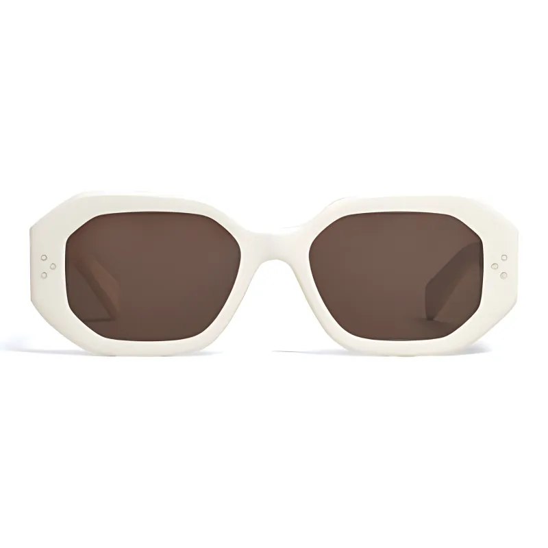 CELINE Acetate Irregular Shape Sunglasses Women's White-0