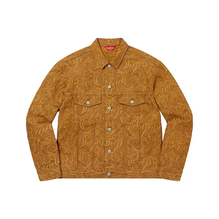 Supreme Script Jacquard Denim Trucker Jacket Washed Black-2