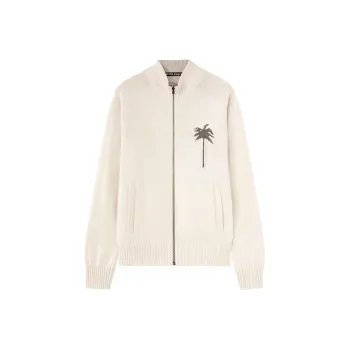 PALM ANGELS Palm Intarsia Zip Up Knitted Cardigan