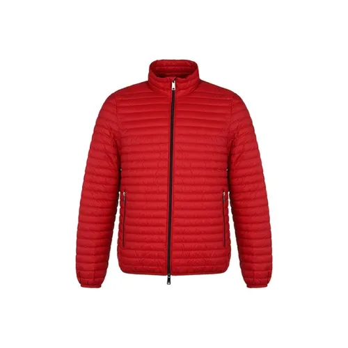 EMPORIO ARMANI Solid Color Stand Collar Cropped Down Jacket Men's Red