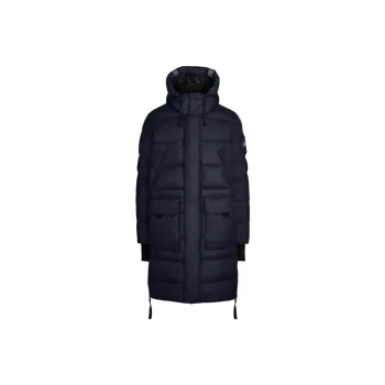 Canada Goose Warwick Series Solid Color Detachable Hood Mid-Length Down Jacket Men's Marine Blue
