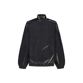 Burberry Sliced Checked Zip Up Jacket