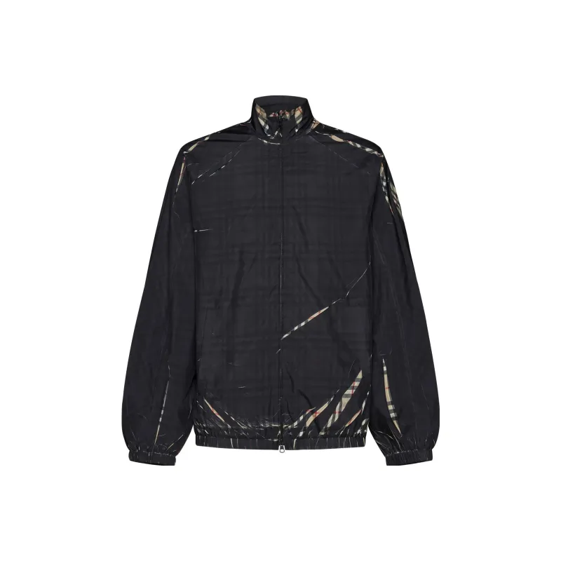 Burberry Sliced Checked Zip Up Jacket-0