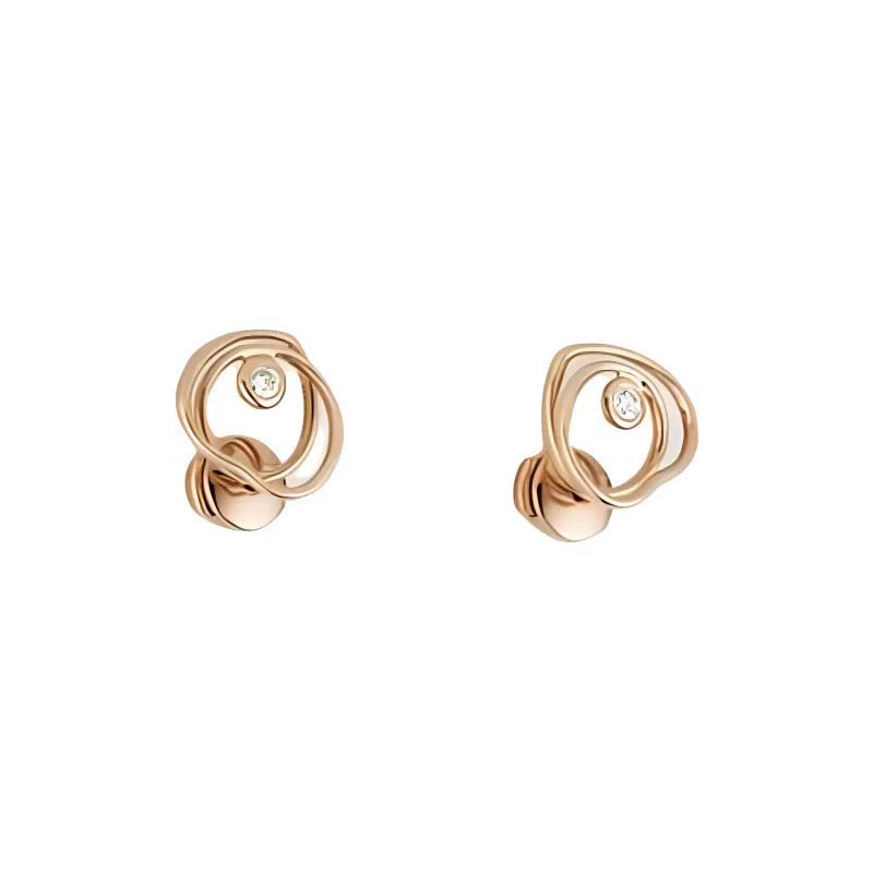 HERMES 750 Rose Gold Diamonds Earrings Women's Gold-1