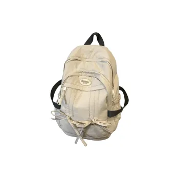 GEERDUN Nylon Backpack Unisex Ecru/Dark Gray/Light Blue/Pink