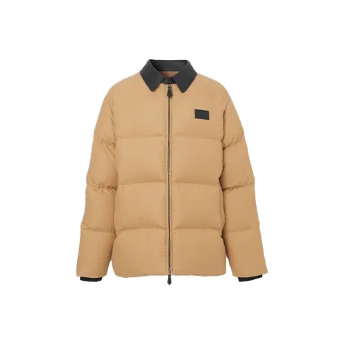 Burberry Solid Color Lapel Down Jacket Men's Khaki