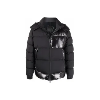 Moncler FW21 Letter Solid Color Detachable Hood Down Jacket Men's Black