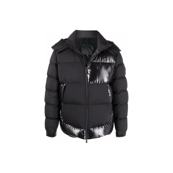 Moncler FW21 Letter Solid Color Detachable Hood Down Jacket Men's Black-0