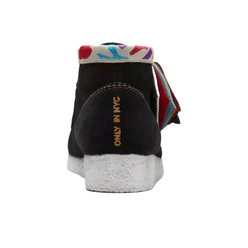Clarks Originals Wallabee Boot Black Embroidery Women's-5