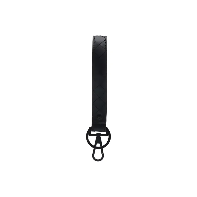 Bottega Veneta Woven Design Keychains Men's Black-0