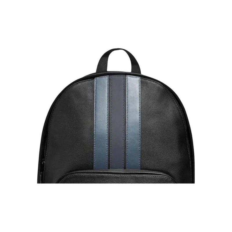 COACH Houston Cow Leather Backpack Men's Black & Blue Black Stripes-3