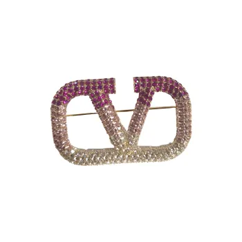 Valentino Brass Brooches Women's Pink Gold