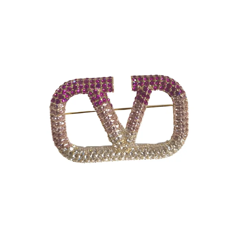 Valentino Brass Brooches Women's Pink Gold-0