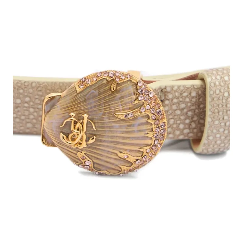 Roberto Cavalli Calfskin Leather Belts Women's Light Beige -2