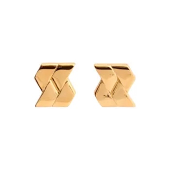 FANSIZHE Metal Stud Earrings Unisex Gold