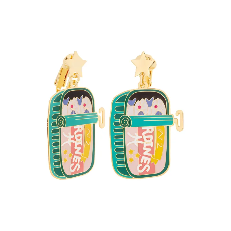 LES NEREIDES Gold Plated Clip On Earrings Women's Green-1