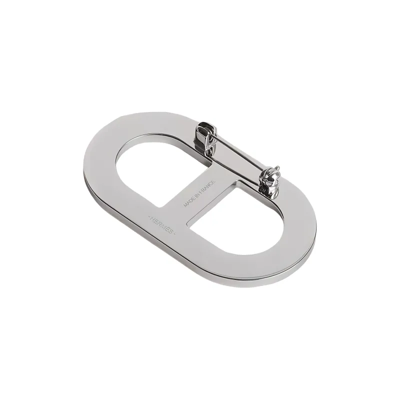 HERMES Chaine D'Ancre Calfskin Brooches Unisex Brown-1