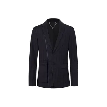 DAVID NAMAN Business Suits Men Navy Blue