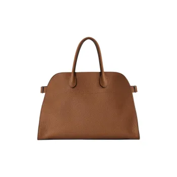 THE ROW Soft Margaux 10 Litchi Cow Leather Handbag Women's Brown