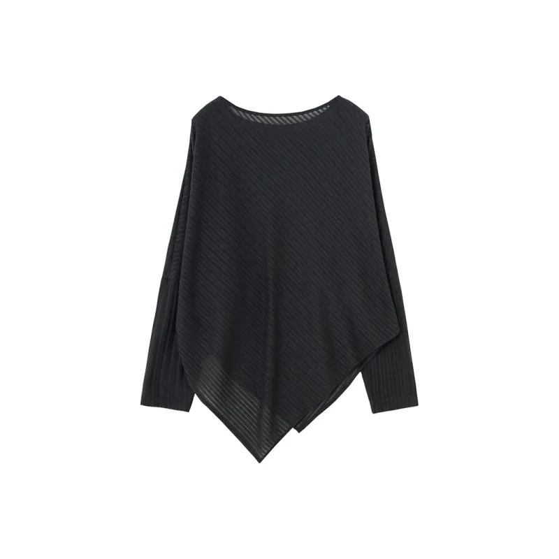 SOON FLOWER Batwing Sleeve T Shirt Women's Mysterious Black-1