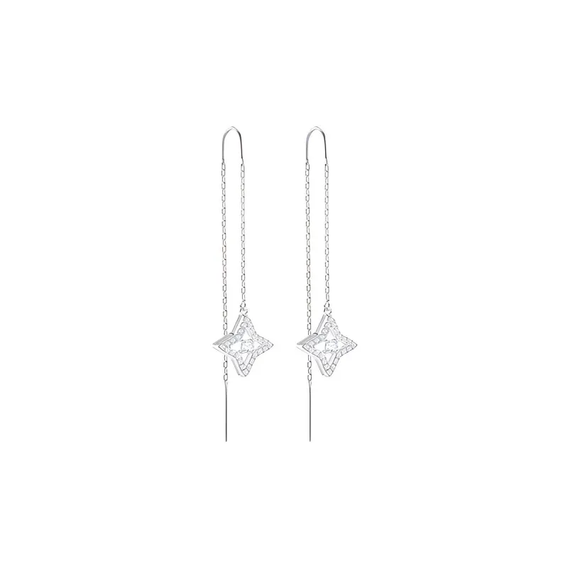 Swarovski Artificial Crystal Drop Earrings Women's White-1