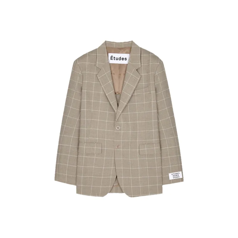 Études Windowpane print Single breasted Blazer-0