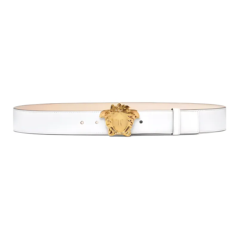 VERSACE Leather Belts Men White-0