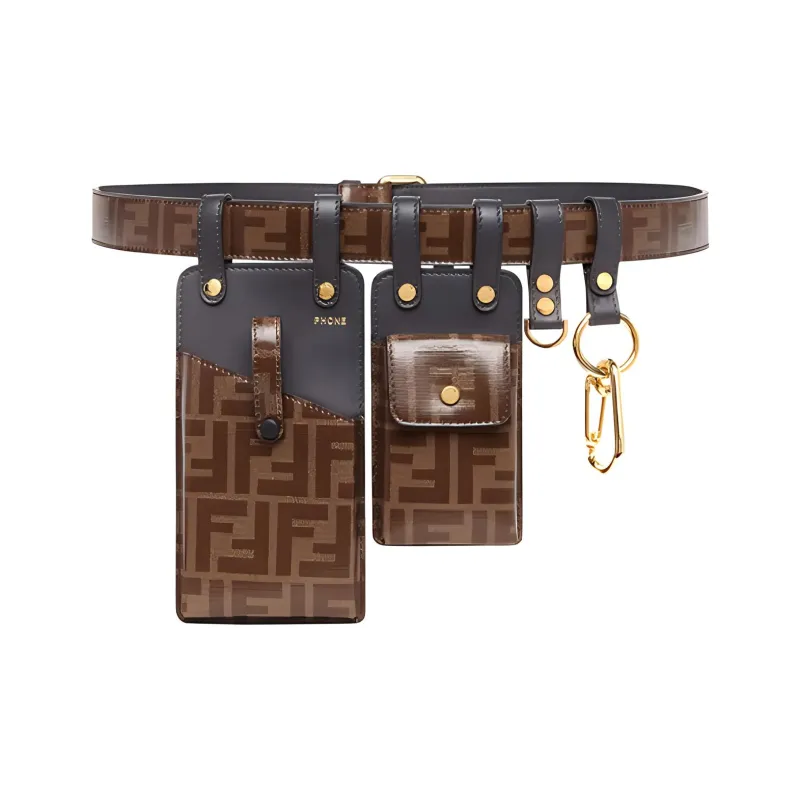 FENDI Leather Belts Unisex Brown-0