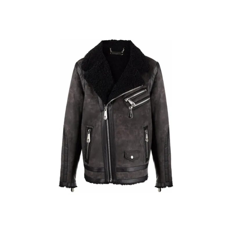 PHILIPP PLEIN Iconic Plein Suede Biker Jacket-0