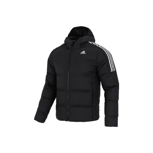 adidas Essentials Midweight Down Hooded stampa jacket Black