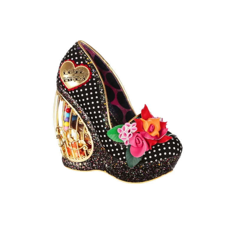 IRREGULAR CHOICE Canary Cabaret Wedge Heel High Heels 14cm Women's Black-2