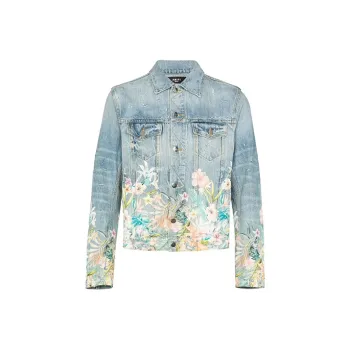 AMIRI Floral Leaf Denim Trucker Jacket