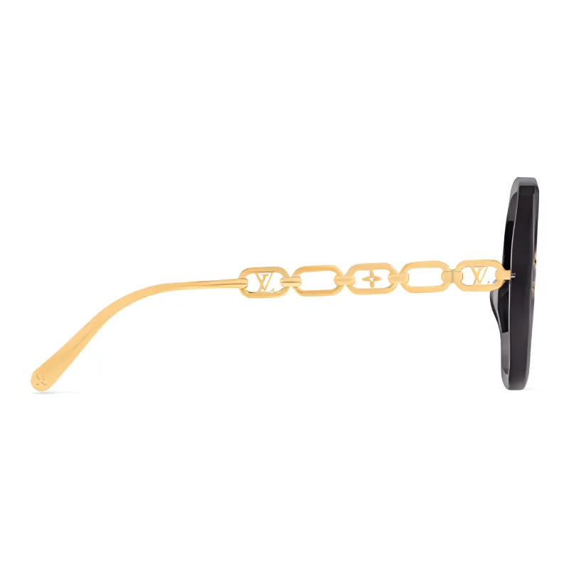 LOUIS VUITTON Acetate Metal Square Sunglasses Women's Gold-2