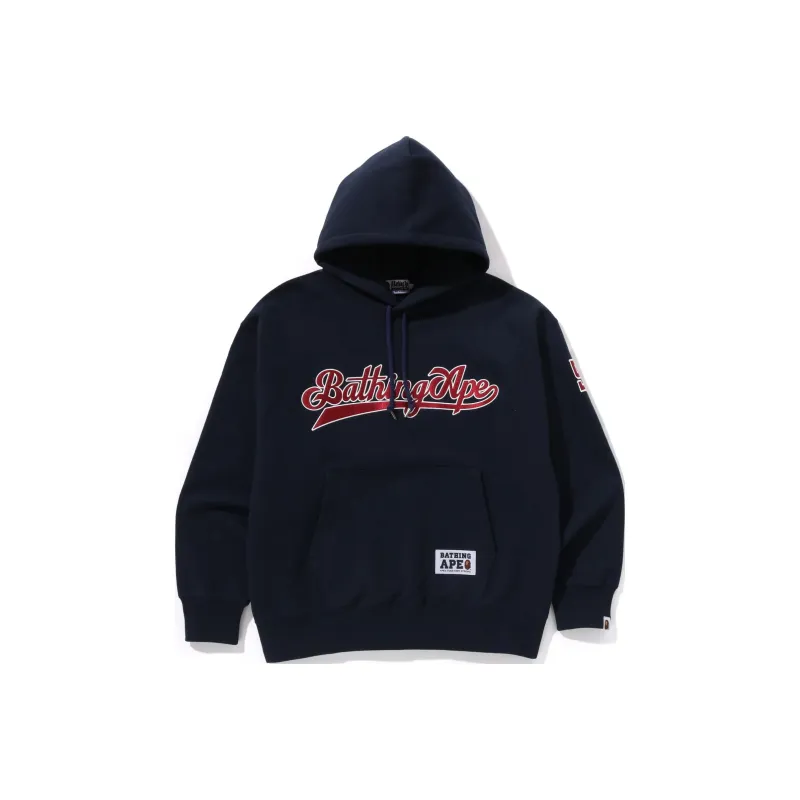 Bape Baseball Logo Relaxed Fit Pullover Hoodie-0