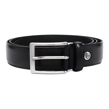 Timberland Solid Color Design Pin Buckle Leather Belts Men's Black Width: 4CM