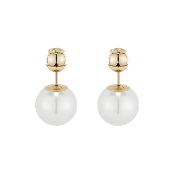 DIOR Pearl Earrings Women's Gold
