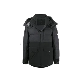 Moose Knuckles Colorblock Hooded Down Jacket Men's Black